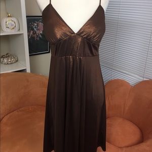 Brown crossback spaghetti strap dress